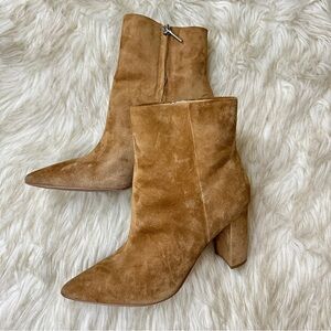 Marc Fisher Tan Ankle Booties with Block Heel